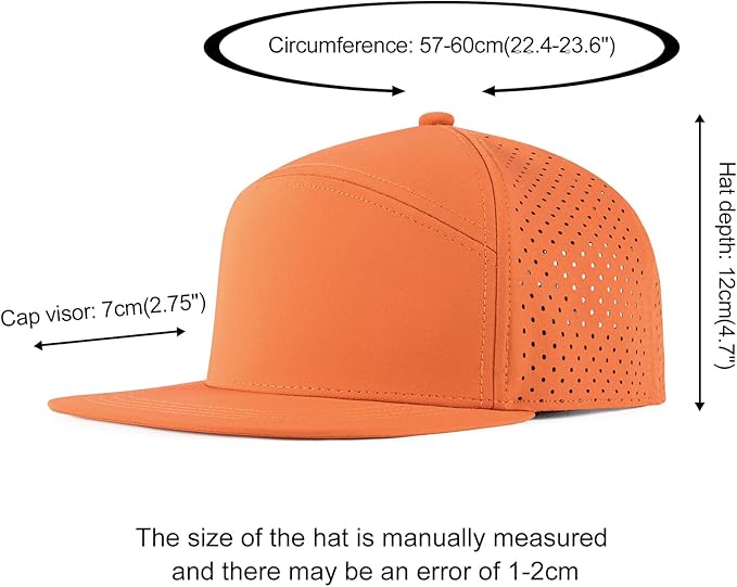 FEINION Men Flat Brim Adjustable Performance Hat Snapback Laser Perforated Baseball Cap