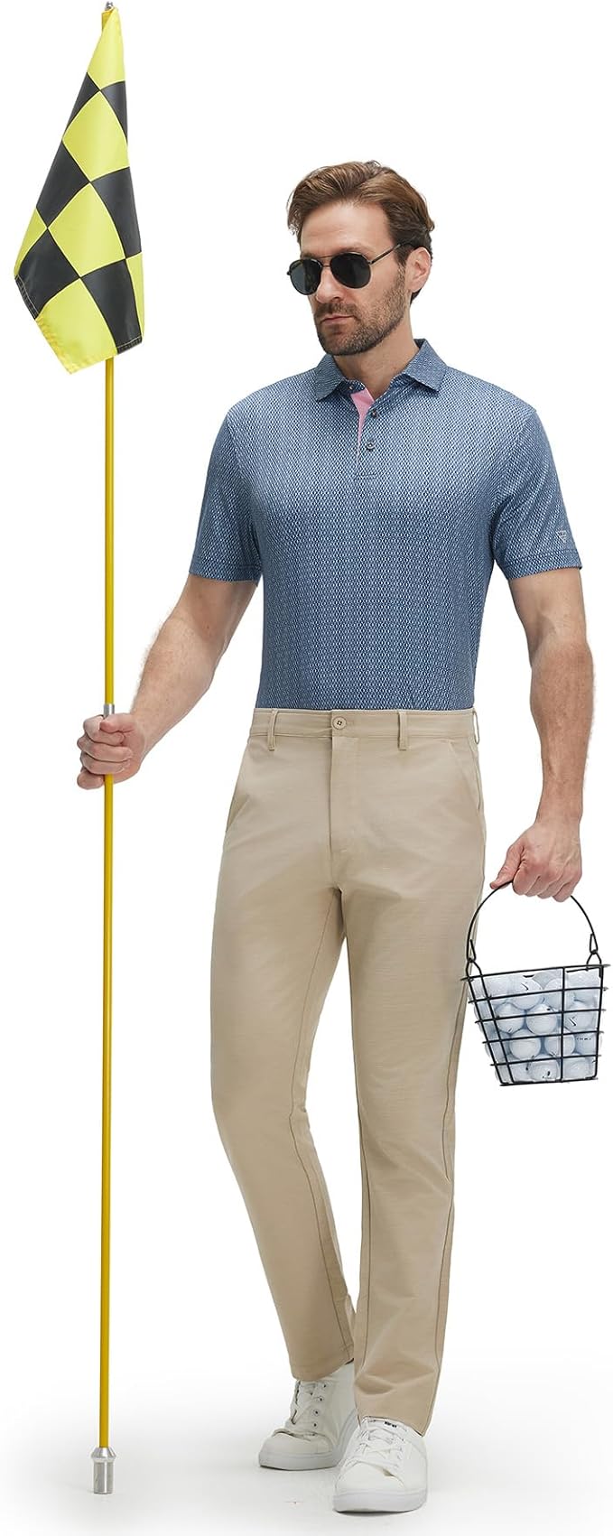 M MAELREG Mens Golf Shirt Short Sleeve Dry Fit Print Moisture Wicking Performance Patterns Collared Polo Shirt