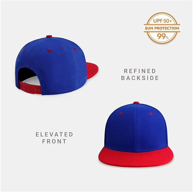 CHOK.LIDS Flat Bill Visor Classic Snapback Hat Blank Adjustable Brim High Top End Trendy Color Style Plain Tone Baseball Cap