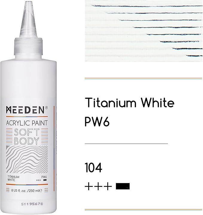 MEEDEN Titanium White Acrylic Paint: Matte Finish 250ml/8.45oz Soft Body Bulk - Image 2