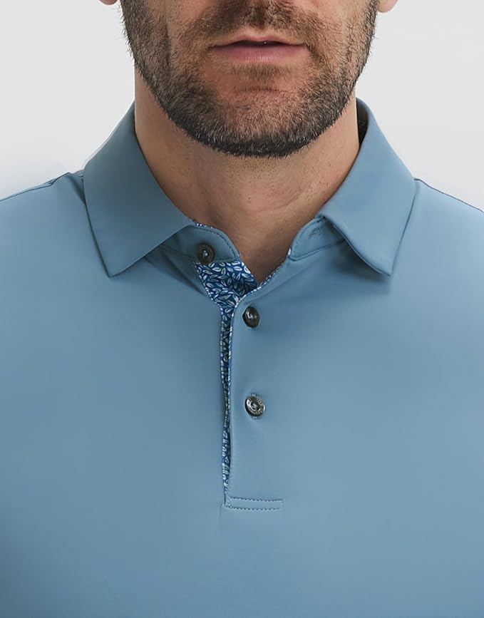 Mens Polo Shirts Short and Long Sleeve Casual Solid Stylish Dry Fit Performance Designed Collared Golf Polo Shirts for Men