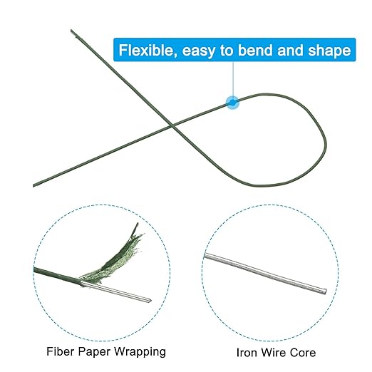 PATIKIL 16 Gauge 16" Floral Stem Wire, Dark Green - Image 3
