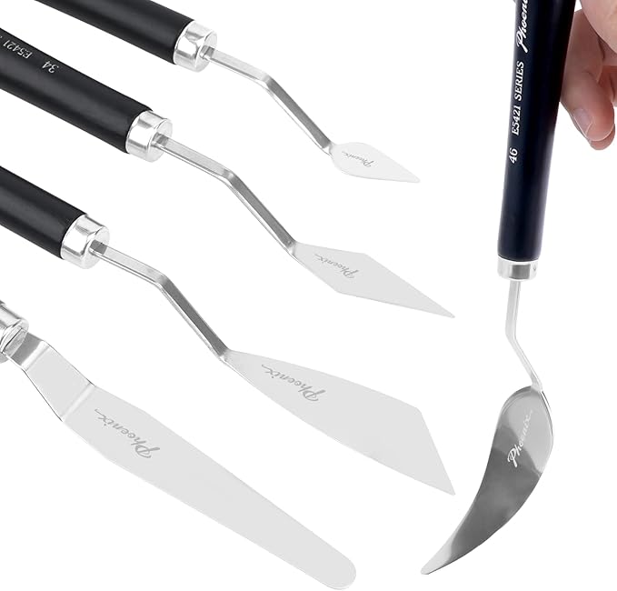 PHOENIX High Flexible Palette Knife Set, 5 Pieces Stainless Steel Painting - Image 2