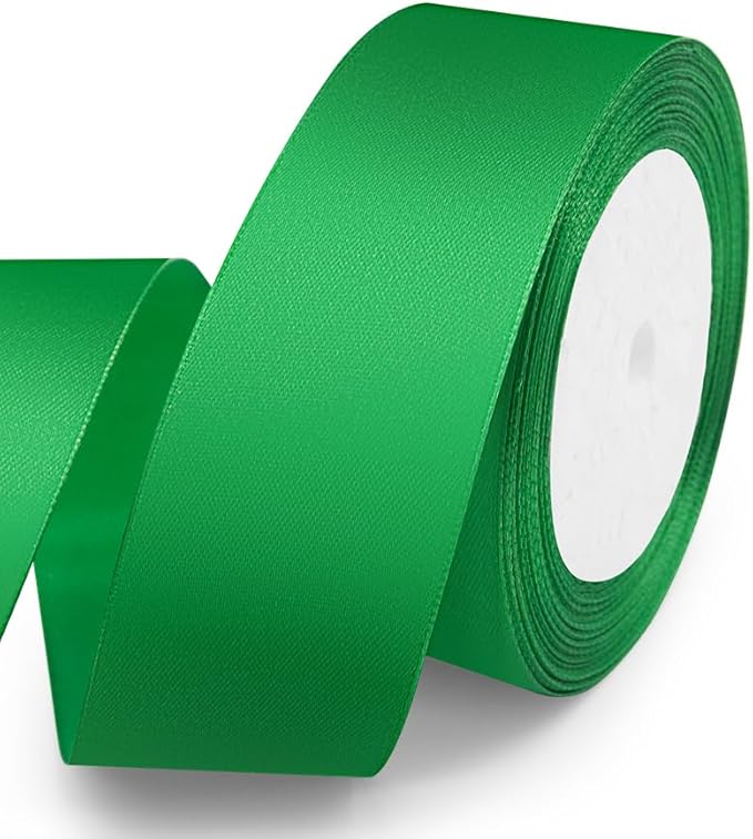 KMER LIFE Green Ribbon 1-1/2 Inches x 25 Yards Satin Ribbons Perfect by KMERLIFE