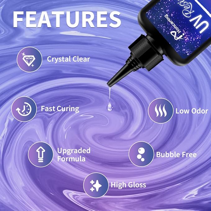 UV Resin 400g, Hard Type Clear Beginner-Friendly Kit, Upgraded Formula & - Image 2