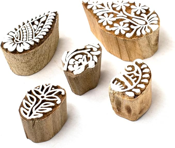 Small Floral Design Pottery Stamps by Hashcart