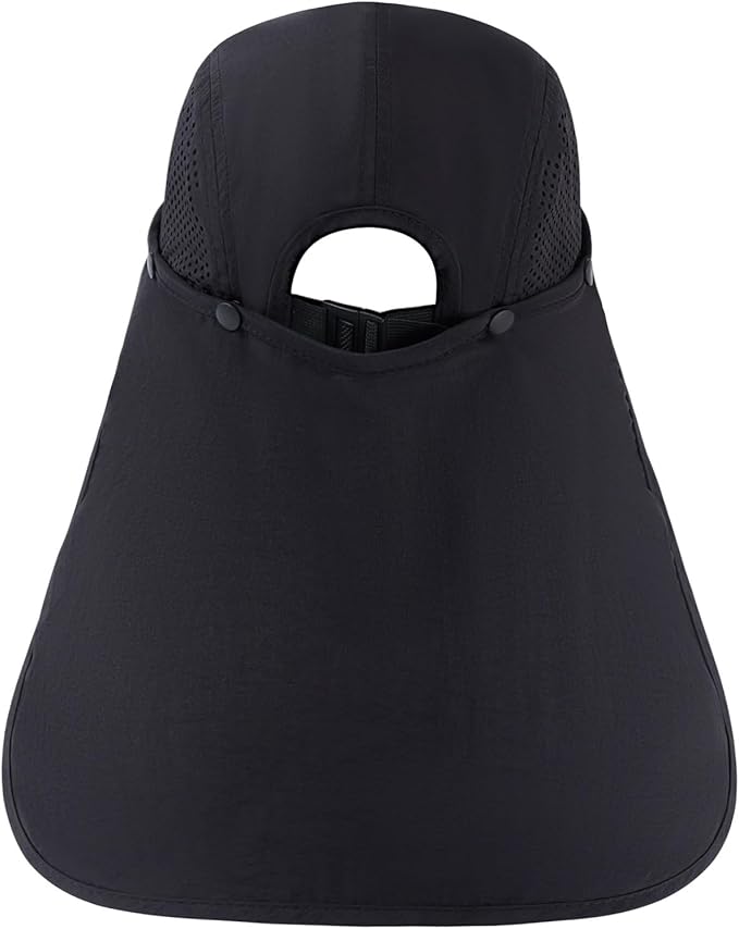 BASSDASH UPF 50+ Foldable Fishing Hat Baseball Cap with Removable Neck Flap Portable for Men Women Golf Hiking