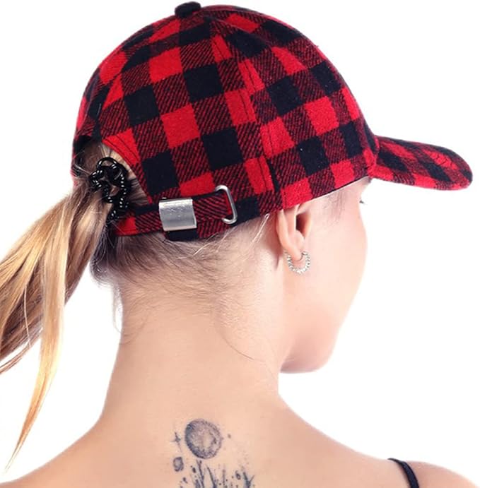 Classic Red-Black Baseball Caps Plaid-Checkered Baseball Hat Buffalo Christmas Hat for Women Men