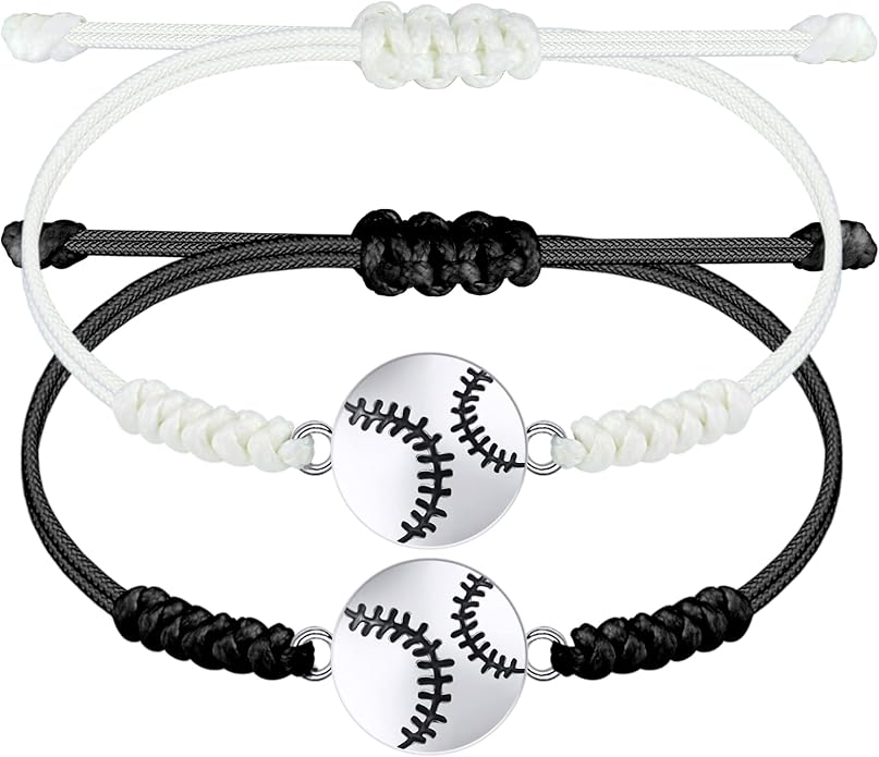 SmileBelle 2 PCS Sport Bracelets, Graduation Bracelets Volleyball Soccer Gifts Baseball Basketball Bracelet Football Jewelry for Son Daughter Fans as Sport Accessories Jewelry