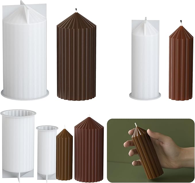 2 Pack Stripe Cylinder Pillar Spiral Candle Resin Mold - Image 6