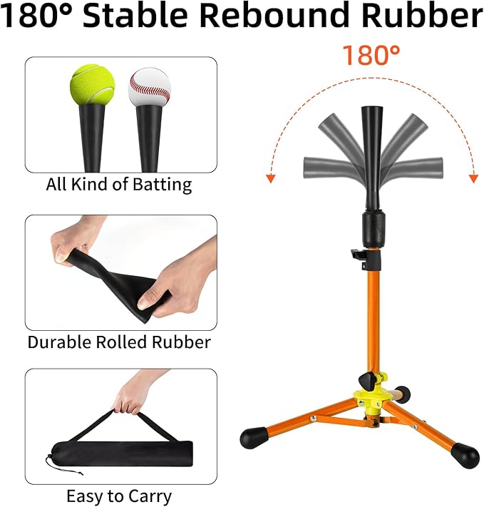 23.5 to 39.76 Inches Baseball Tee for Kids, Batting Tees for Baseball with Carry Bag, Portable Stable Tanner Tee, Baseball Training Equipment Aged 5-12, Softball Tee for Batting and Hitting