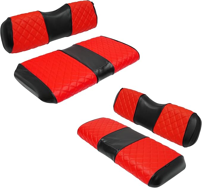 XUANYUDG0769 Golf Cart Front and Rear Seat Covers for Club Car DS 2000.5-up OEM Ordinary Front Seat and Aftermarket Common Rear Seat Kits, No Stapler Vinyl Leather Diamond Club Car Seat Covers