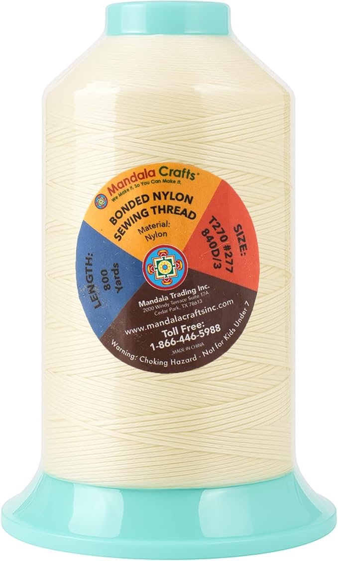 Mandala Crafts Size 277 840D T270 Bonded Nylon Thread Ivory Heavy Duty Sewing - Image 3
