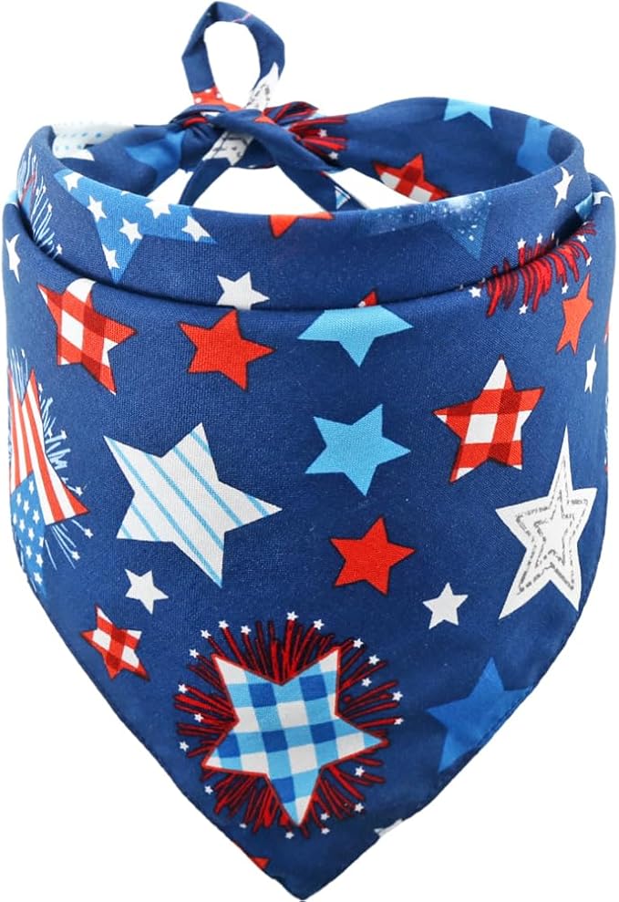 American Flag Dog Bandana 4th of July Pet Clothes Patriotic Reversible Triangle Bibs Scarf Accessories for Cats Animals
