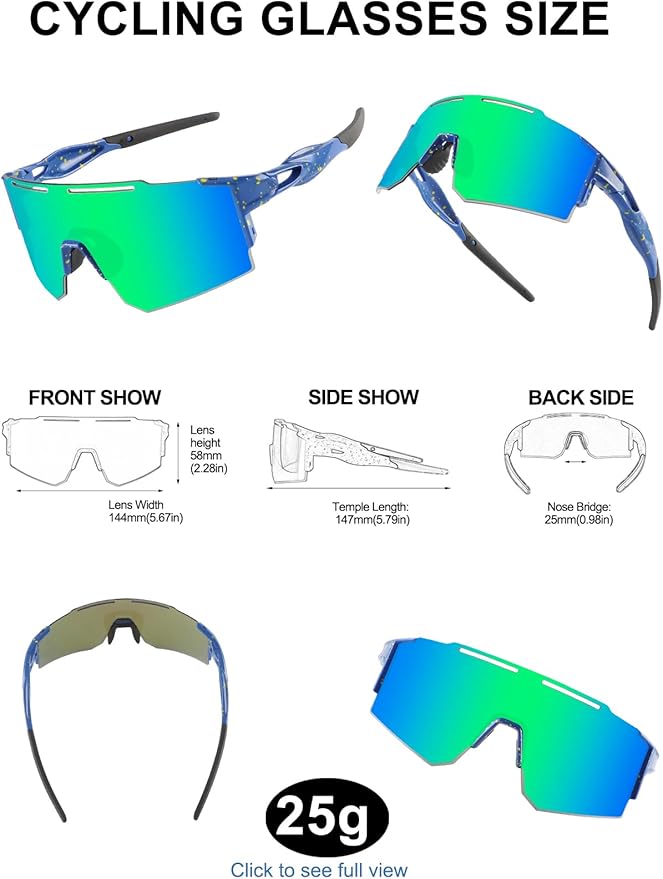 OULAIQI Cycling Sunglasses Polarized Sunglasses for Cycling Men Women with 1 Lens or 3 Interchangeable Lens Baseball Glasses