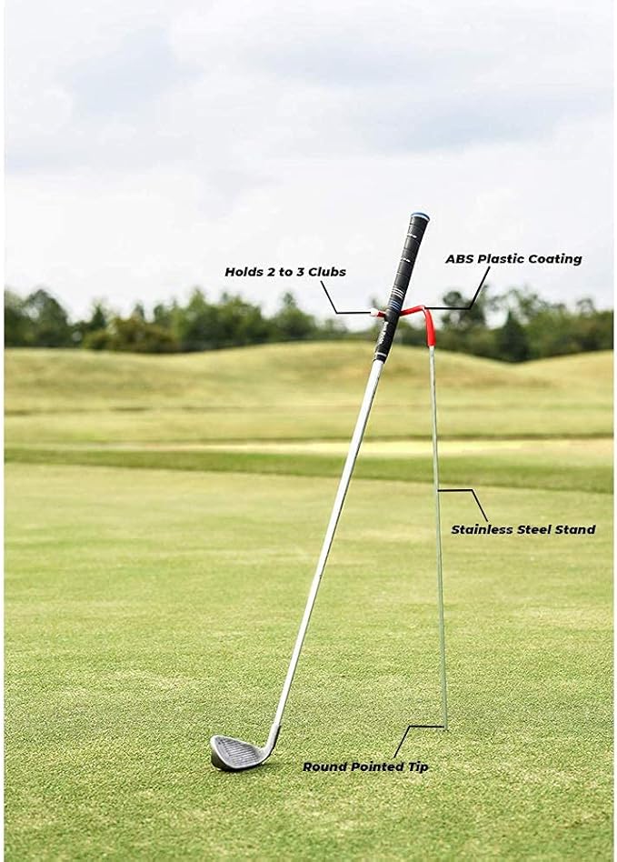 V-Shaped Golf Club Stand Keeps Your Clubs Clean, Dry & Visible, V-Stick Club Stand Made of Highly Durable Stainless Steel - Easy to Carry Golf Club Holder