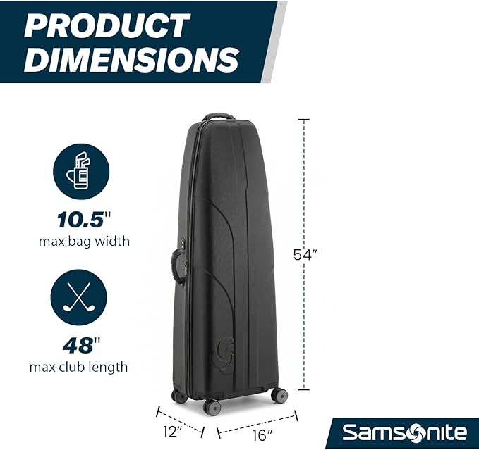 Samsonite Tour Classic Golf Hard Case Golf Travel Bag, Lightweight & Durable ABS Shell, 360 Degree Multi-Directional Wheels