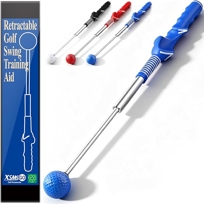 Retractable Golf Swing Training Aid – Golf Swing Trainer with Ergonomic Grip & Audible Feedback | Golf Swing Corrector for Tempo, Balance & Accuracy | Indoor & Outdoor Golf Practice Tool