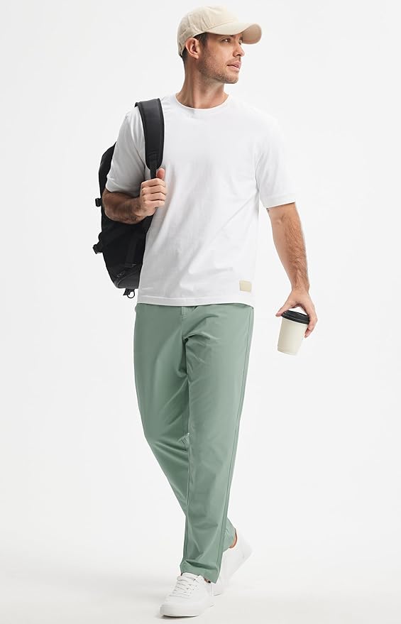 Libin Mens Golf Pants Stretch Work Dress Pants 30"/32"/34" Quick Dry Lightweight Casual Comfy Trousers with Pockets