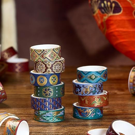 Washi Tape Set 10 Rolls, Chinoiserie Gold Foil Decorative Paper Sticker - Image 4