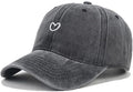Cute Heart Hats for Women Vintage Washed Cotton Embroidered Baseball Cap Adjustable Low Profile Dad Hat