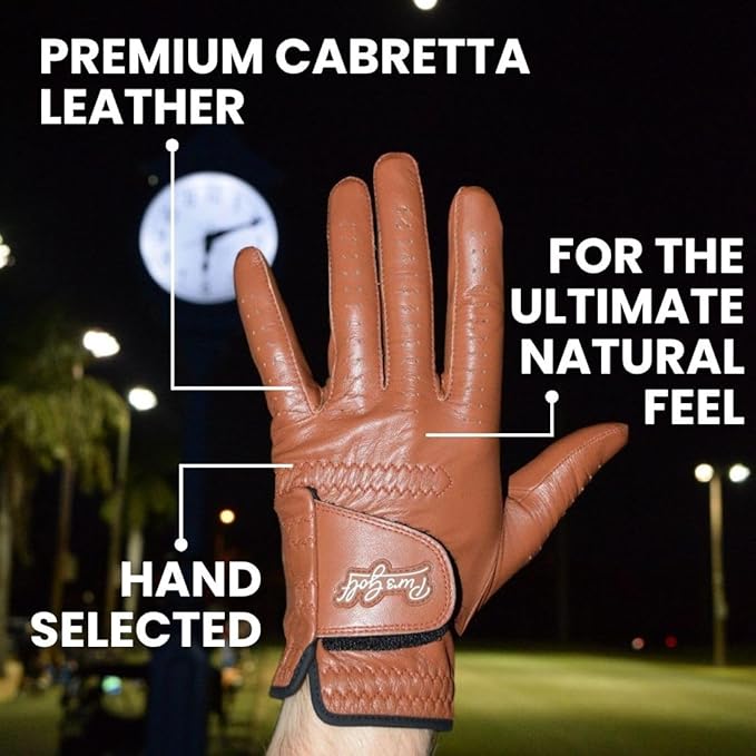 PUR3 Cabretta Leather Golf Gloves Men | 2 Pack Heritage Collection | Includes Putting Aim Ball Marker | Golf Glove Men Left Hand and Right Hand