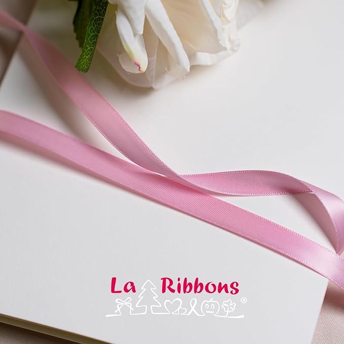 LaRibbons 1 Inch 50 Yard Double Faced Satin Ribbon, Rose Pink Satin Craft - Image 3