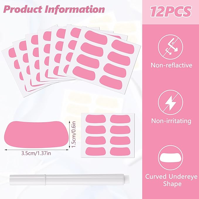 Sumind 48 Pairs Eye Strips Sports Eye Stickers Breathable Strips with 1 White Pencil for Baseball Football Softball Fans on Game Day(Pink)