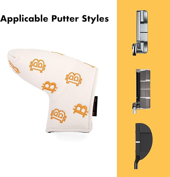 Bitcoin Golf Putter Cover for Blade and Mallet Putters - Golf Headcovers for Club Protection - HODL 21 Golf Accessories