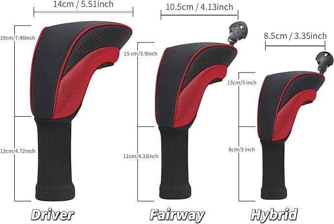 Wood Headcover Golf Club Covers Driver Headcovers Nylon Head Covers Designed to Fit All Woods - 3/4/5/6 Pack/Set Golf Accessories Suitable for Men and Women