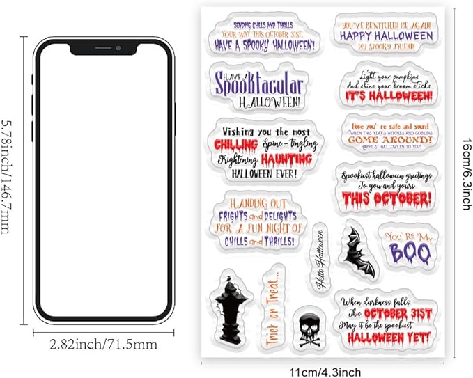 Halloween Words Clear Stamps for Card Making anding Halloween Alphabet Skulls - Image 2