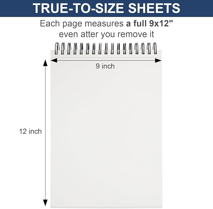 9" x 12" Sketch Book, Hardcover Sketchbook, Top Spiral Bound Sketch Pad - Image 5