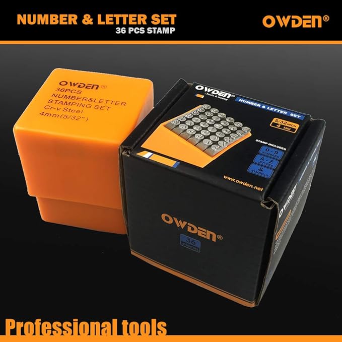 OWDEN Professional 36Pcs.Steel Metal Alphabet and Figure Punch Set 4mm Uppercase - Image 6