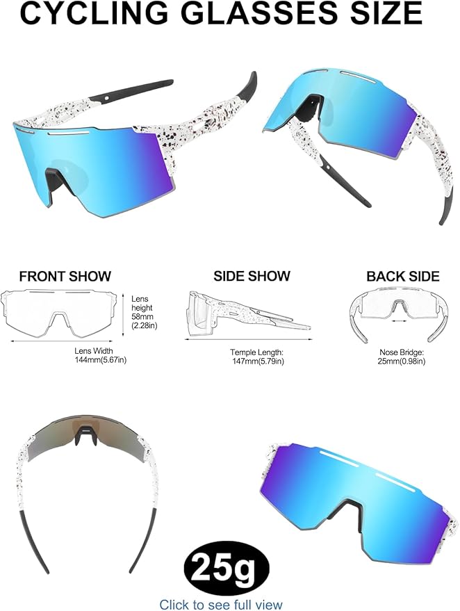 OULAIQI Cycling Sunglasses Polarized Sunglasses for Cycling Men Women with 1 Lens or 3 Interchangeable Lens Baseball Glasses