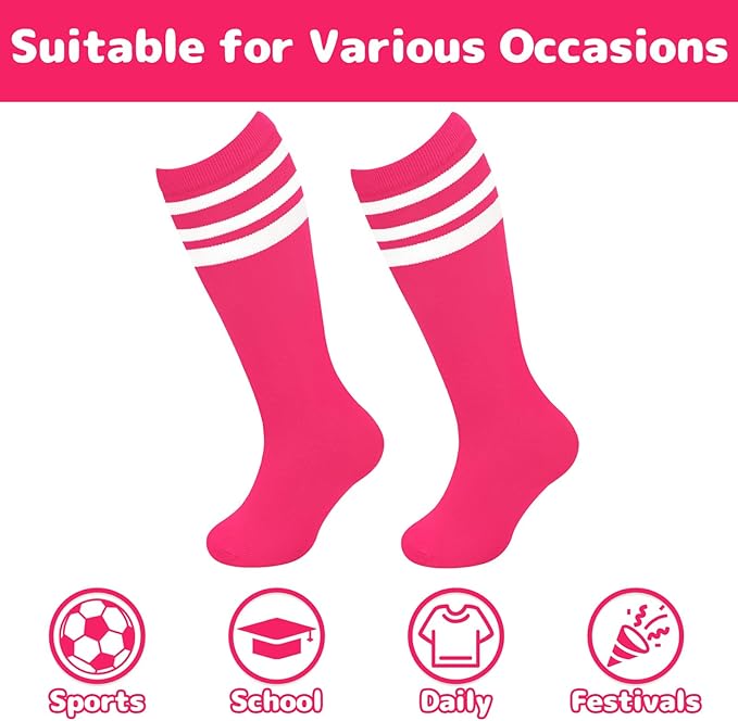 Olreco 1 Pack Toddler Kids Youth Soccer Socks Girls Boys Baseball Socks Youth Knee High Softball Football Accessories Cotton