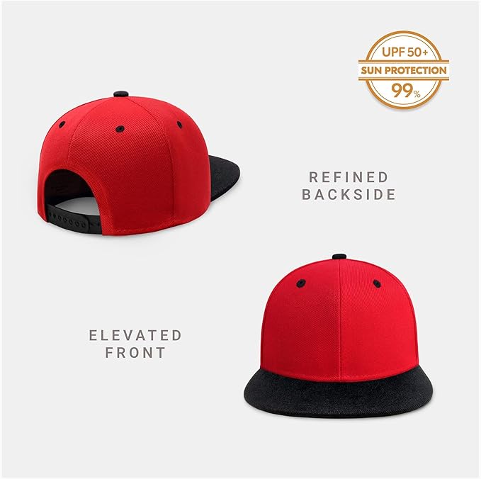 CHOK.LIDS Flat Bill Visor Classic Snapback Hat Blank Adjustable Brim High Top End Trendy Color Style Plain Tone Baseball Cap