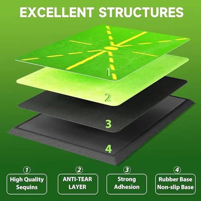 Golf Practice Mats, Golf Hitting Swing Path Mats Feedback with Non-Slip Rubber Backing, Swing Training Accessories