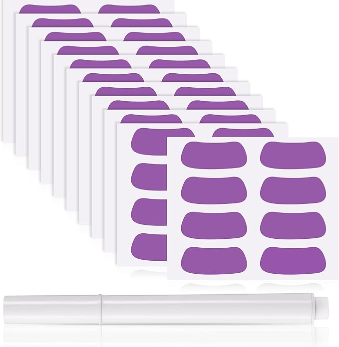 Sumind 48 Pairs Eye Strips Sports Eye Stickers Breathable Strips with 1 White Pencil for Baseball Football Softball Fans on Game Day(Purple)