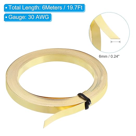 PATIKIL 19.7 Feet Brass Wire, 6mm Wide Bendable Brass Beading Wire 30 Gauge - Image 2