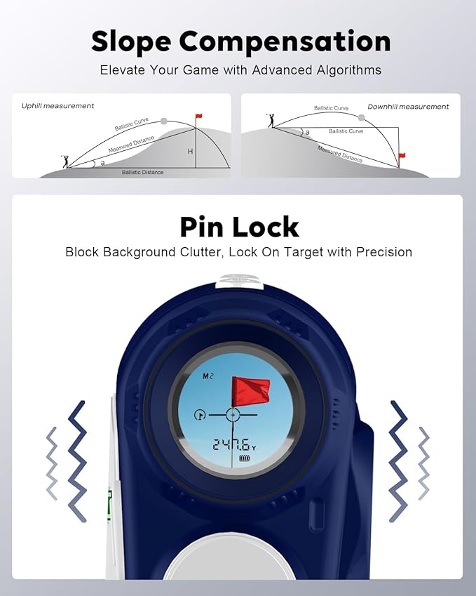 Golf Range Finder with Slope - 1200 Yards Range Finder Golf, 6X Magnification Golf Range Finder Magnetic with Flag Pole Locking Vibration, Rechargeable Golf Accessories for Men