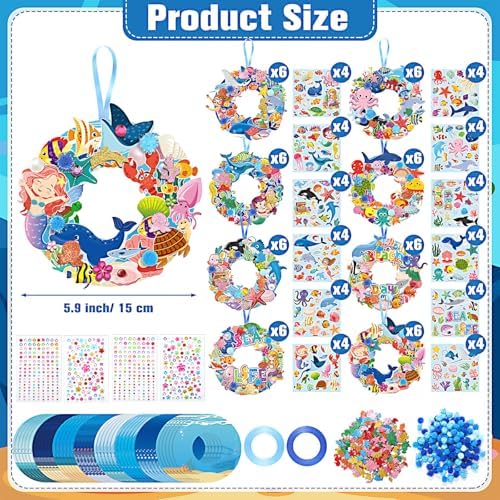 Hollowfly 48 Sets Under the Sea Craft Kits DIY Summer Ocean Wreaths