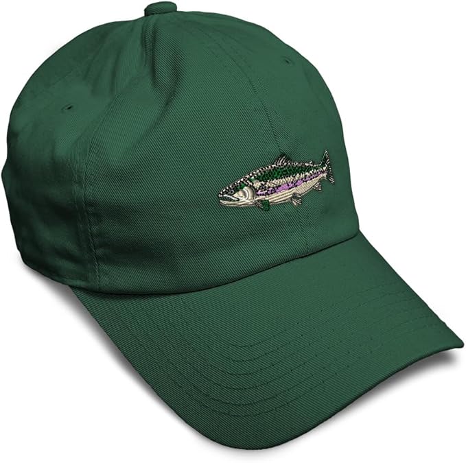 Custom Soft Baseball Hat Embroidered Dad Hat Fish Rainbow Trout Men & Ladies Baseball Cap Cotton