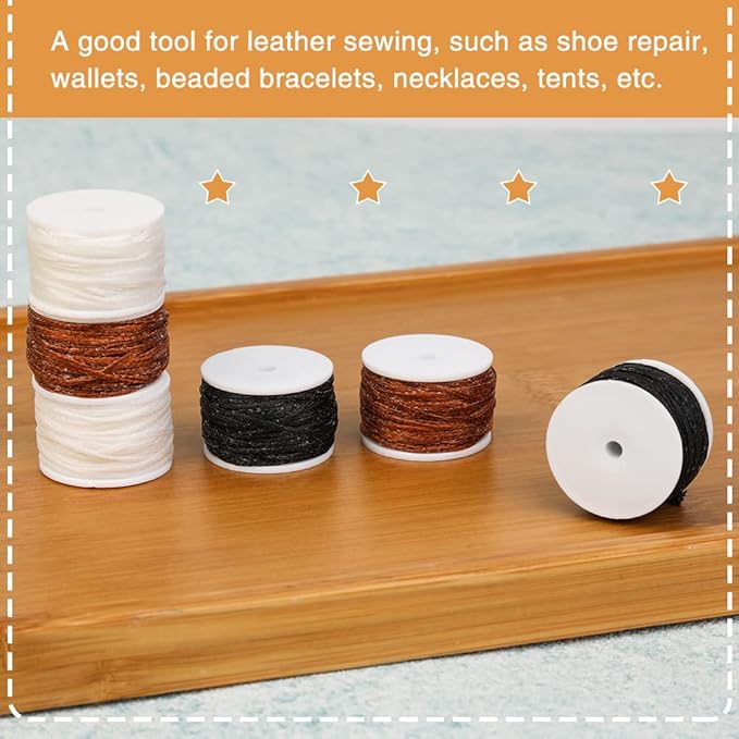 6 Pack Waxed Thread Leather Sewing Awl Replacement Spools, Repair Stitch Thread - Image 7