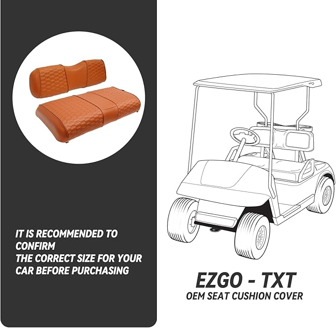 Golf Cart Seat Covers for EZGO TXT Club Car DS Gas or Electric OEM Regular Seat Cushion, No Staple, Golf Cart Vinyl Replacement Seat Cover