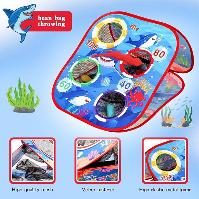 Bean Bag Toss Game for Kids/Double-Sided Foldable Cornhole Board/Backyard Beach - Image 2
