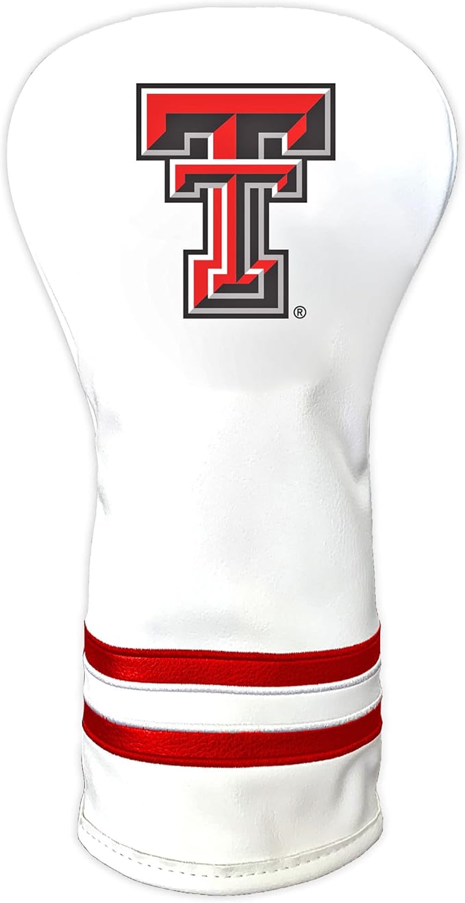Team Golf NCAA White Vintage Driver Golf Club Headcover, Form Fitting Design, Retro Design