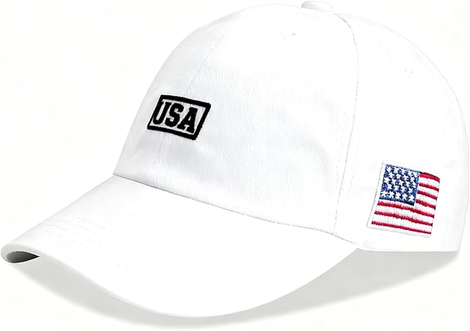 American Flag Patriotic Baseball Cap | Embroidered USA Flag 100% Cotton Adjustable Hat for Men & Women