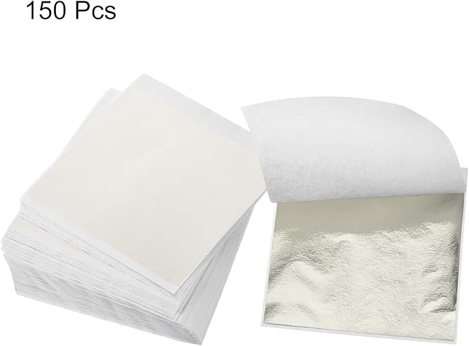 MECCANIXITY Gold Leaf Foil Sheet, Classic Silver Leaf Papers, 3.3 Inch x 3.1 - Image 3