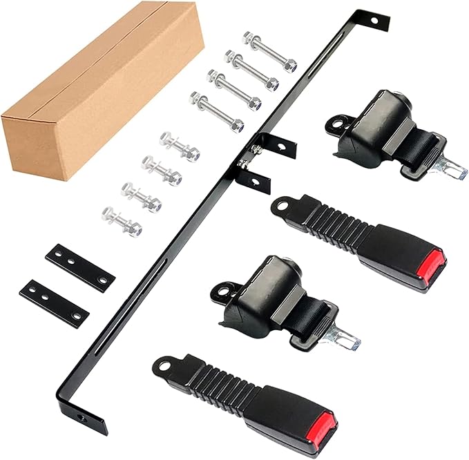 Golf Cart Retractable 42" Seat Belts with Belt Bracket Kit for Yamaha Club Car DS Precedent EZGO TXT RXV