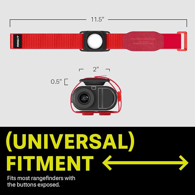 MAG-iT Magnetic Golf Range Finder Strap Designed for AirTag (1st & 2nd Gen) – GPS Tracker Holder Compatible with Find My App – Magnetic Mount for Golf Cart – Neon Red